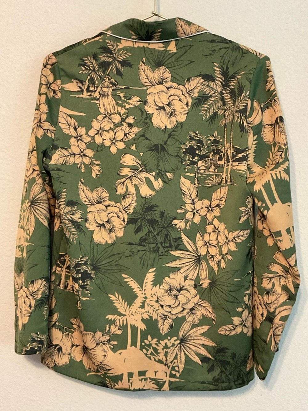 Topshop Olive Green Floral Double-Breasted Jacket Size 4 - Picture 3 of 9